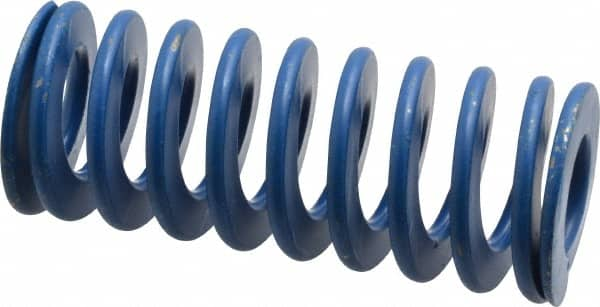 Associated Spring Raymond - 1-1/4" Hole Diam, 5/8" Rod Diam, 3" Free Length, Blue Die Spring - 360 Lb Max Deflection, 1.5" Max Deflection, Medium Duty, Chromium Alloy Steel - Makers Industrial Supply