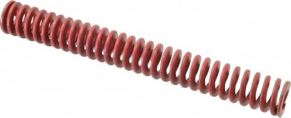 Associated Spring Raymond - 1-1/4" Hole Diam, 5/8" Rod Diam, 10" Free Length, Red Die Spring - 536.5 Lb Max Deflection, 3.7" Max Deflection, Medium Heavy Duty, Chromium Alloy Steel - Makers Industrial Supply