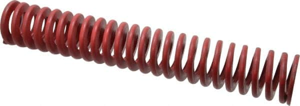 Associated Spring Raymond - 2" Hole Diam, 1" Rod Diam, 12" Free Length, Red Die Spring - 994.6 Lb Max Deflection, 4.44" Max Deflection, Medium Heavy Duty, Chromium Alloy Steel - Makers Industrial Supply