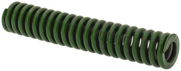 Associated Spring Raymond - 3/8" Hole Diam, 3/16" Rod Diam, 2" Free Length, Green Die Spring - 45 Lb Max Deflection, 0.5" Max Deflection, Extra Heavy Duty, Chromium Alloy Steel - Makers Industrial Supply