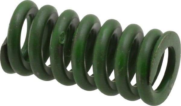 Associated Spring Raymond - 1/2" Hole Diam, 9/32" Rod Diam, 1" Free Length, Green Die Spring - 80 Lb Max Deflection, 0.25" Max Deflection, Extra Heavy Duty, Chromium Alloy Steel - Makers Industrial Supply