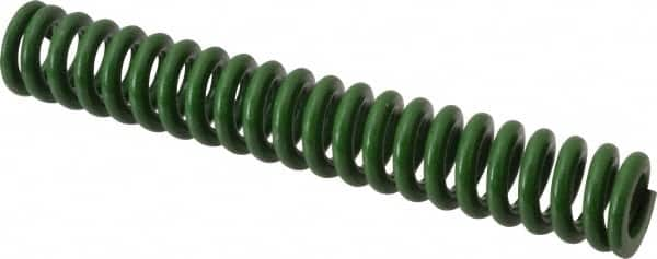 Associated Spring Raymond - 5/8" Hole Diam, 11/32" Rod Diam, 4" Free Length, Green Die Spring - 135 Lb Max Deflection, 1" Max Deflection, Extra Heavy Duty, Chromium Alloy Steel - Makers Industrial Supply