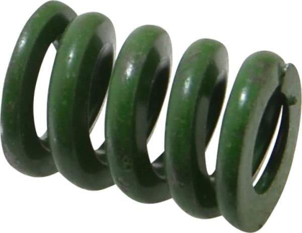 Associated Spring Raymond - 3/4" Hole Diam, 3/8" Rod Diam, 1" Free Length, Green Die Spring - 350 Lb Max Deflection, 0.25" Max Deflection, Extra Heavy Duty, Chromium Alloy Steel - Makers Industrial Supply