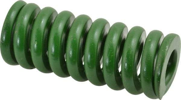 Associated Spring Raymond - 1-1/4" Hole Diam, 5/8" Rod Diam, 3" Free Length, Green Die Spring - 888 Lb Max Deflection, 0.75" Max Deflection, Extra Heavy Duty, Chromium Alloy Steel - Makers Industrial Supply