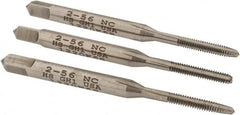 Hertel - #2-56 UNC, 3 Flute, Bottoming, Plug & Taper, Bright Finish, High Speed Steel Tap Set - 1-3/4" OAL, 2B/3B Class of Fit - Makers Industrial Supply