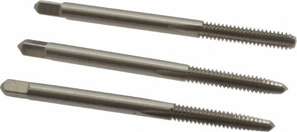 Hertel - #6-32 UNC, 3 Flute, Bottoming, Plug & Taper, Bright Finish, High Speed Steel Tap Set - 2" OAL, 2B/3B Class of Fit - Exact Industrial Supply