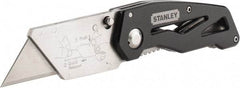 Stanley - Fixed Folding Utility Knife - 2-7/16" Blade, Silver & Black Aluminum Handle, 1 Blade Included - Makers Industrial Supply