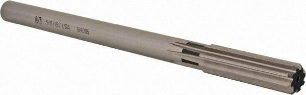 Union Butterfield - 5/8" High Speed Steel 8 Flute Chucking Reamer - Straight Flute, 9/16" Straight Shank, 2-1/4" Flute Length, 9" OAL - Makers Industrial Supply