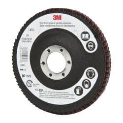 3M - 4-1/2" 36 Grit 7/8" Center Hole Type 27 Ceramic Flap Disc - Makers Industrial Supply