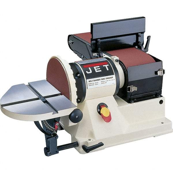 Jet - 48 Inch Long x 6 Inch Wide Belt, 9 Inch Diameter, Horizontal and Vertical Combination Sanding Machine - 2,258 Ft./min Belt Speed, 3/4 HP, Single Phase - Makers Industrial Supply