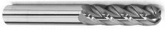 Accupro - 9/16" Diam, 3" LOC, 4 Flute Solid Carbide Ball End Mill - TiCN Finish, Single End, 6" OAL, 9/16" Shank Diam, Spiral Flute - Makers Industrial Supply