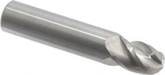 Accupro - 15/32" Diam, 5/8" LOC, 4 Flute Solid Carbide Ball End Mill - Uncoated, Single End, 2-1/2" OAL, 1/2" Shank Diam, Spiral Flute - Makers Industrial Supply