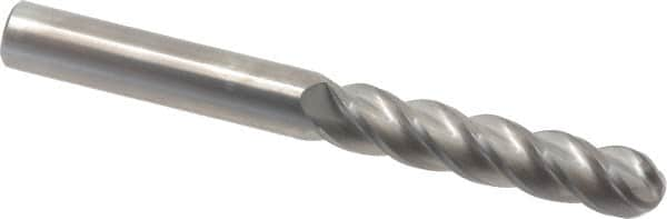 Accupro - 5/8" Diam, 3" LOC, 4 Flute Solid Carbide Ball End Mill - Uncoated, Single End, 6" OAL, 5/8" Shank Diam, Spiral Flute - Makers Industrial Supply