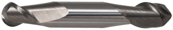 Accupro - 3/8" Diam, 3/4" LOC, 2 Flute Solid Carbide Ball End Mill - TiCN Finish, Double End, 3-1/2" OAL, 3/8" Shank Diam, Spiral Flute - Makers Industrial Supply