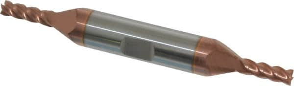 Accupro - 5/32", 7/16" LOC, 3/8" Shank Diam, 3" OAL, 4 Flute, Solid Carbide Square End Mill - Double End, TiCN Finish, Spiral Flute, 40° Helix, Centercutting, Right Hand Cut, Right Hand Flute - Makers Industrial Supply