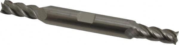 Accupro - 9/32", 11/16" LOC, 3/8" Shank Diam, 3-1/2" OAL, 4 Flute, Solid Carbide Square End Mill - Double End, Uncoated, Spiral Flute, 40° Helix, Centercutting, Right Hand Cut, Right Hand Flute - Makers Industrial Supply