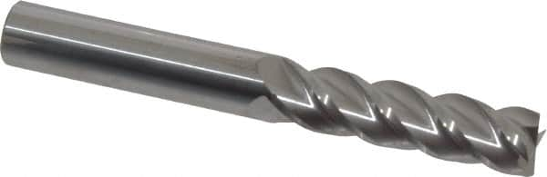 Accupro - 3/8", 1-3/8" LOC, 3/8" Shank Diam, 3" OAL, 4 Flute, Solid Carbide Square End Mill - Single End, Uncoated, Spiral Flute, 40° Helix, Centercutting, Right Hand Cut, Right Hand Flute - Makers Industrial Supply