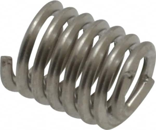 Recoil - #6-32 UNC, 0.276" OAL, Free Running Helical Insert - 6-7/8 Free Coils, Tanged, Stainless Steel, Bright Finish, 2D Insert Length - Exact Industrial Supply