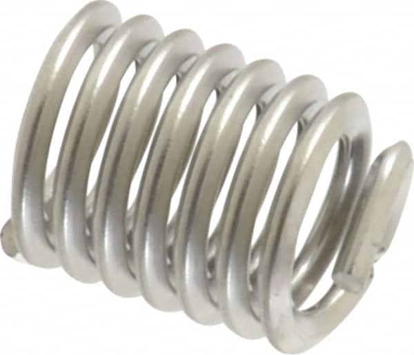 Recoil - #10-24 UNC, 0.38" OAL, Free Running Helical Insert - 7-1/8 Free Coils, Tanged, Stainless Steel, Bright Finish, 2D Insert Length - Makers Industrial Supply