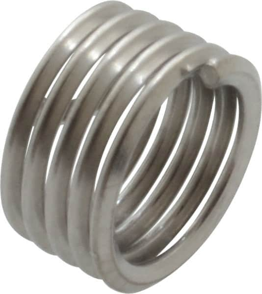 Recoil - 1/4-28 UNF, 1/4" OAL, Free Running Helical Insert - 5 Free Coils, Tanged, Stainless Steel, Bright Finish, 1D Insert Length - Makers Industrial Supply