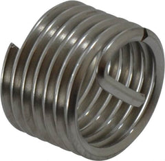 Recoil - 7/16-20 UNF, 0.438" OAL, Free Running Helical Insert - 6-5/8 Free Coils, Tanged, Stainless Steel, Bright Finish, 1D Insert Length - Makers Industrial Supply