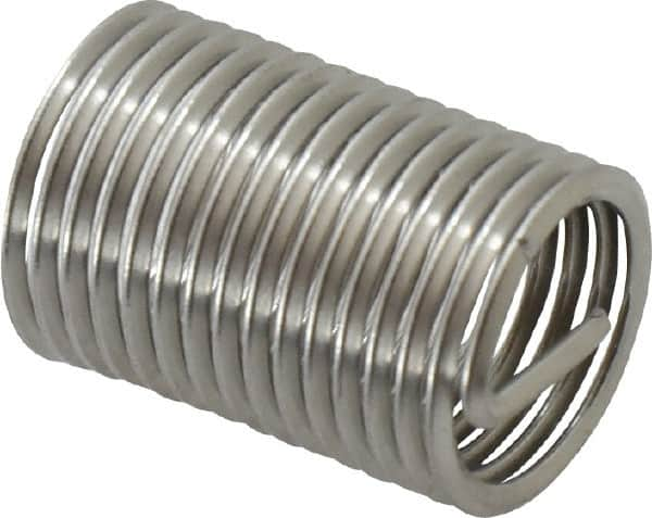 Recoil - 7/16-20 UNF, 7/8" OAL, Free Running Helical Insert - 14-5/8 Free Coils, Tanged, Stainless Steel, Bright Finish, 2D Insert Length - Makers Industrial Supply