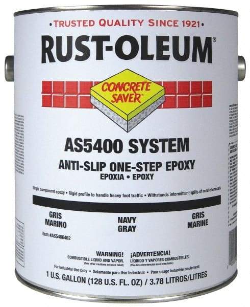 Rust-Oleum - 1 Gal Kit Gloss Silver Gray Antislip Epoxy - 40 to 60 Sq Ft/Gal Coverage, <250 g/L VOC Content - Makers Industrial Supply