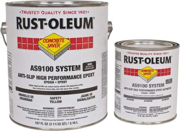 Rust-Oleum - 1 Gal Kit Gloss Safety Yellow Antislip Epoxy - 40 to 60 Sq Ft/Gal Coverage, <250 g/L VOC Content - Makers Industrial Supply