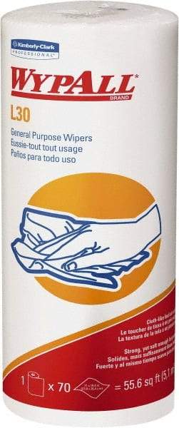 WypAll - L30 Dry General Purpose Wipes - Small Roll, 10-3/8" x 11" Sheet Size, White - Makers Industrial Supply