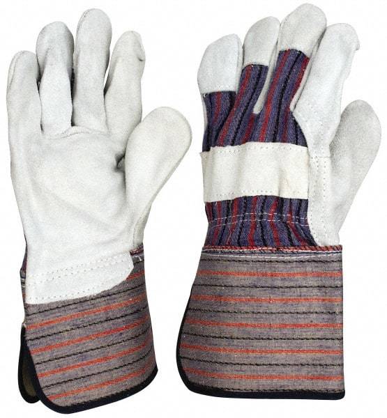 MCR Safety - Size L Cowhide Work Gloves - Uncoated, Safety Cuff, Red/Black/Gray, Paired - Makers Industrial Supply