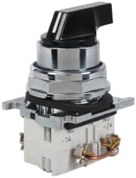 Eaton Cutler-Hammer - 30-1/2mm Mount Hole, 3 Position, Lever Operated, Selector Switch with Contact Blocks - Black, Maintained (MA), Nonilluminated, 1 Contact Block, 2NO, Oil and Watertight - Makers Industrial Supply