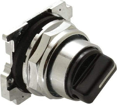 Eaton Cutler-Hammer - 30-1/2mm Mount Hole, 2 Position, Knob Operated, Selector Switch with Cam and Cap - Black, Maintained (MA) - Momentary (MO) - Makers Industrial Supply