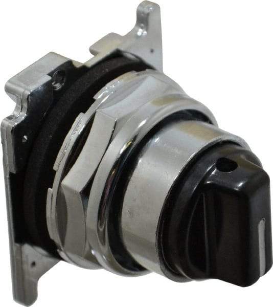 Eaton Cutler-Hammer - 30-1/2mm Mount Hole, 3 Position, Knob Operated, Selector Switch with Cam and Cap - Black, Maintained (MA) - Momentary (MO) - Makers Industrial Supply