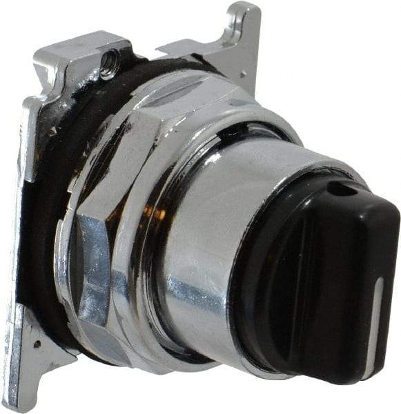 Eaton Cutler-Hammer - 30-1/2mm Mount Hole, 3 Position, Knob Operated, Selector Switch with Cam and Cap - Black, Maintained (MA) - Momentary (MO) - Makers Industrial Supply