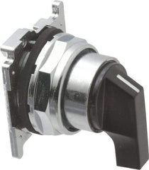 Eaton Cutler-Hammer - 30-1/2mm Mount Hole, 3 Position, Lever Operated, Selector Switch with Cam and Cap - Black, Maintained (MA) - Momentary (MO) - Makers Industrial Supply