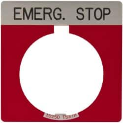 Eaton Cutler-Hammer - Square, Legend Plate - Emergency Stop - Red Background, 30-1/2mm Hole Diameter - Makers Industrial Supply