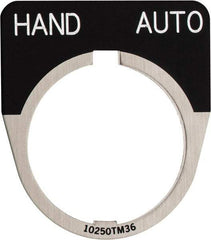 Eaton Cutler-Hammer - Half Round, Legend Plate - Auto-Off-Hand - Black Background, 30-1/2mm Hole Diameter - Makers Industrial Supply