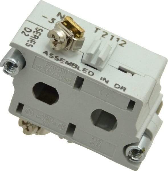 Eaton Cutler-Hammer - 0.5 Amp, Electrical Switch Contact Block - 120 VAC/VDC, Pressure Terminal, 30-1/2mm Hole, For Use with E34 Operators, Standard 10250T - Makers Industrial Supply