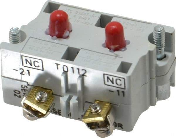 Eaton Cutler-Hammer - 2NC, 0.5 Amp, Electrical Switch Contact Block - 120 VAC/VDC, Pressure Terminal, 30-1/2mm Hole, For Use with E34 Operators, Standard 10250T - Makers Industrial Supply