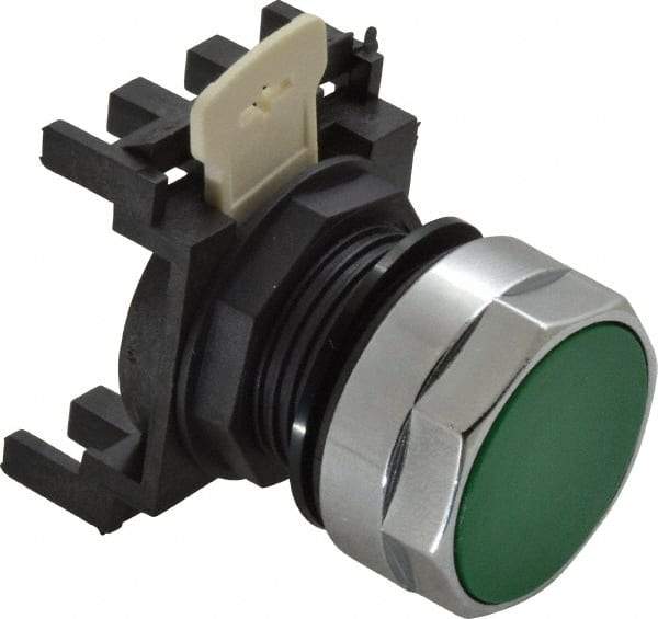 Eaton Cutler-Hammer - 25mm Mount Hole, Flush, Pushbutton Switch Only - Round, Green Pushbutton, Nonilluminated, Momentary (MO) - Makers Industrial Supply