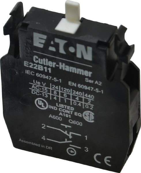 Eaton Cutler-Hammer - NO/NC, Electrical Switch Contact Block - 22-1/2mm Hole, For Use with Indicating Lights, Pushbuttons - Makers Industrial Supply