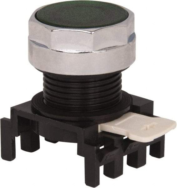 Eaton Cutler-Hammer - 25mm Mount Hole, Flush, Pushbutton Switch Only - Round, Green Pushbutton, Illuminated, Momentary (MO) - Makers Industrial Supply