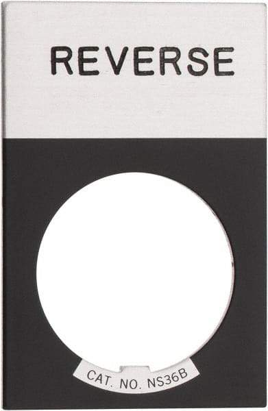 Eaton Cutler-Hammer - Rectangular, Aluminum Legend Plate - Reverse - Silver Background, Black Letters, 22-1/2mm Hole Diameter, 1.17 Inch Wide x 1.77 Inch High - Makers Industrial Supply