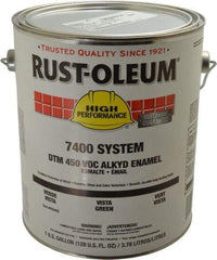 Rust-Oleum - 1 Gal Vista Green Gloss Finish Industrial Enamel Paint - 250 to 550 Sq Ft per Gal, Interior/Exterior, Direct to Metal, <450 gL VOC Compliance - Makers Industrial Supply