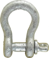 Made in USA - 1/4" Nominal Chain Size, 0.5 Ton Carbon Steel Screw Anchor Shackle - 1/4" Diam, 5/16" Pin Diam, 1-1/8" High x 15/32" Wide Inside Jaw, 25/32" Inside Width, 11/16" Max Body Thickness - Makers Industrial Supply