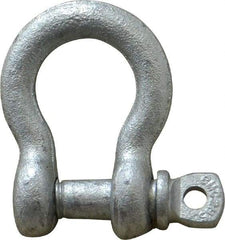 Made in USA - 5/16" Nominal Chain Size, 0.75 Ton Carbon Steel Screw Anchor Shackle - 5/16" Diam, 3/8" Pin Diam, 1-1/4" High x 17/32" Wide Inside Jaw, 27/32" Inside Width, 3/4" Max Body Thickness - Makers Industrial Supply