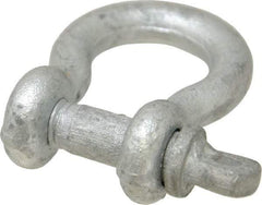 Made in USA - 3/8" Nominal Chain Size, 1 Ton Carbon Steel Screw Anchor Shackle - 3/8" Diam, 7/16" Pin Diam, 1-7/16" High x 21/32" Wide Inside Jaw, 0.969" Inside Width, 15/16" Max Body Thickness - Makers Industrial Supply