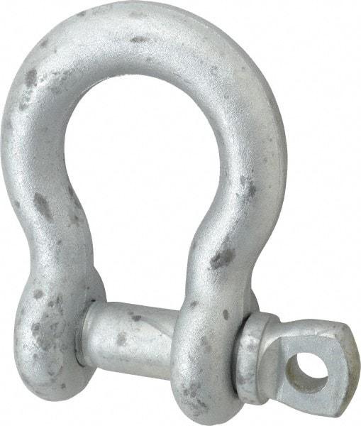 Made in USA - 1" Nominal Chain Size, 8.5 Ton Carbon Steel Screw Anchor Shackle - 1" Diam, 1-1/8" Pin Diam, 3-3/4" High x 1-11/16" Wide Inside Jaw, 2-1/2" Inside Width, 2-3/8" Max Body Thickness - Makers Industrial Supply