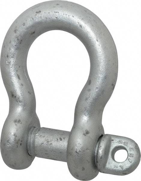 Made in USA - 1-1/4" Nominal Chain Size, 12 Ton Carbon Steel Screw Anchor Shackle - 1-1/4" Diam, 1-3/8" Pin Diam, 4-1/2" High x 2" Wide Inside Jaw, 3-1/4" Inside Width, 3" Max Body Thickness - Makers Industrial Supply