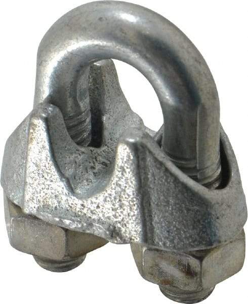 Value Collection - 1/4" Wire Rope U-Bolt Clip - Malleable Iron, Galvanized - Makers Industrial Supply